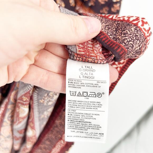 Old Navy Womens Boho Cattagecore Prairie Peasant Ditsy Floral Midi Dress‎ L Tall - Picture 8 of 11